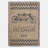 Retro Tandem Bicycle Zigzag Chevron Wedding Gift Deken (Voorkant Verticaal)