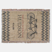 Retro Tandem Bicycle Zigzag Chevron Wedding Gift Deken (Voorkant)