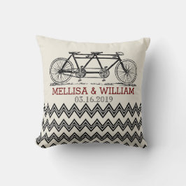 Retro Tandem Bicycle Zigzag Chevron Wedding Gift Kussen