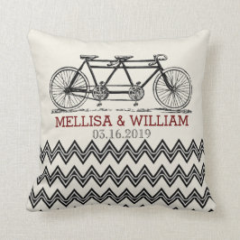 Retro Tandem Bicycle Zigzag Chevron Wedding Gift Kussen