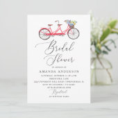 Retro tandem fiets. Elegant script bruidsuitnodigi Kaart (Staand voorkant)