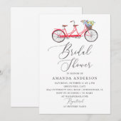 Retro tandem fiets. Elegant script bruidsuitnodigi Kaart (Voorkant / Achterkant)