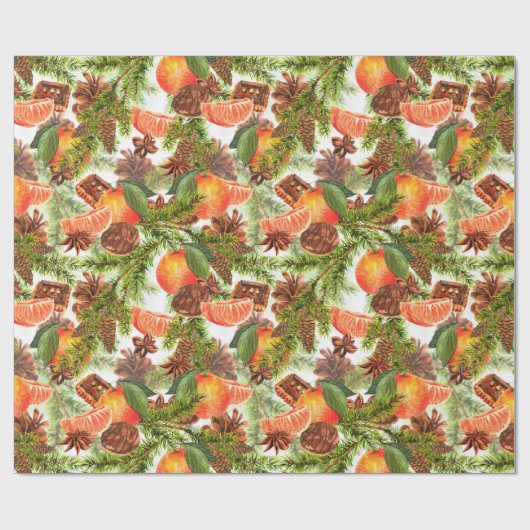 RETRO Tangerines Chocolade Cookie Pine Christmas Cadeaupapier (Vlak)