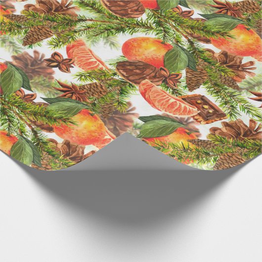 RETRO Tangerines Chocolade Cookie Pine Christmas Cadeaupapier (Hoek)