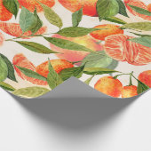 RETRO Tangerines Mandarins Branch Kerstmis Cadeaupapier (Hoek)