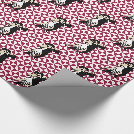 Retro Tango Dancers Burgundy en White Geometric Cadeaupapier (Hoek)