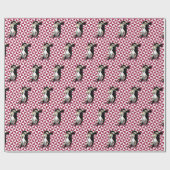 Retro Tango Dancers Burgundy en White Geometric Cadeaupapier (Vlak)