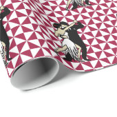 Retro Tango Dancers Burgundy en White Geometric Cadeaupapier (Rol Hoek)