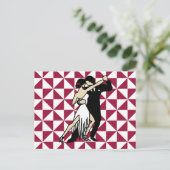 Retro Tango Dancers Burgundy Geometric Briefkaart (Staand voorkant)