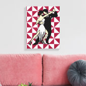 Retro Tango Dancers op Bourgondische Geometric Canvas Afdruk (Insitu (Woonkamer))