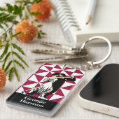 Retro Tango Dancers op Maroon Geometric Sleutelhanger (Voorkant Rechts)