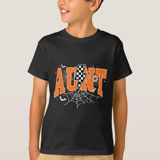 Retro Tante Lightning Bolt Halloween Spider Web Fa T-shirt (Voorkant)