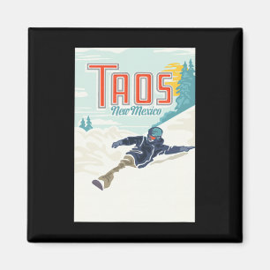 Retro Taos Ski Valley New Mexico Skien Snowboarden Magneet
