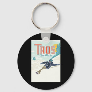 Retro Taos Ski Valley New Mexico Skien Snowboarden Sleutelhanger