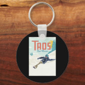 Retro Taos Ski Valley New Mexico Skiing Snowboardi Sleutelhanger (Voorkant)
