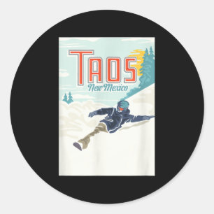 Retro Taos Ski Valley Nieuw Mexico Skiën Snowboard Ronde Sticker