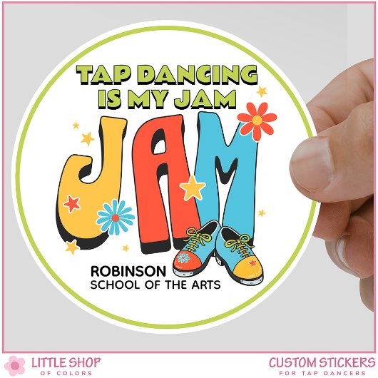 Retro Tap Dancing is My Jam Customizable Ronde Sticker