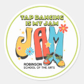 Retro Tap Dancing is My Jam Customizable Ronde Sticker (Voorkant)