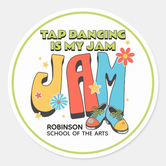 Retro Tap Dancing is My Jam Customizable Ronde Sticker (Voorkant)