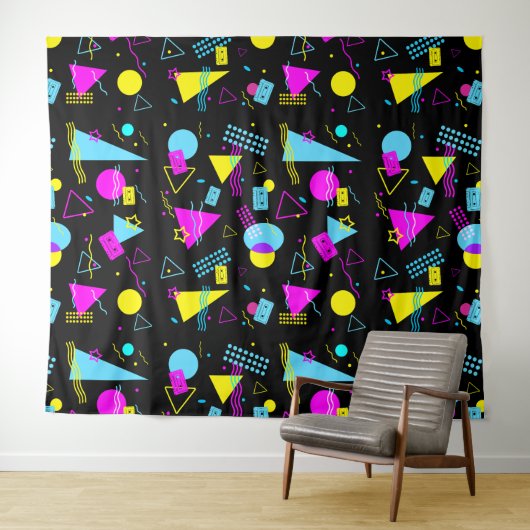 RETRO TAPE COLORFUL VORMEN WANDKLEED (In Situ (horizontaal))