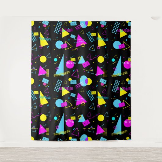 RETRO TAPE COLORFUL VORMEN WANDKLEED (Voorkant)