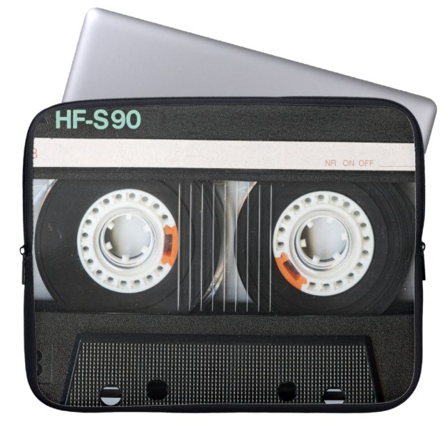 Retro  tapecassetrecorder 70s 80s laptop sleeve (Voorkant)