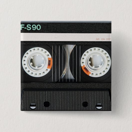 Retro tapecassetrecorder 70s 80s vierkante button 5,1 cm (Voorkant)