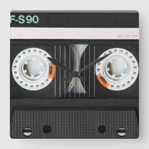 Retro  tapecassetrecorder 70s 80s vierkante klok
