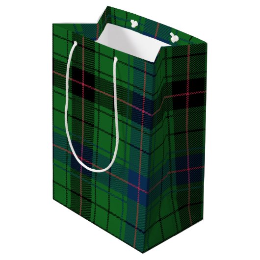 Retro Tartan Davidson Green Plaid Medium Cadeauzakje (Achterkant Gekanteld)