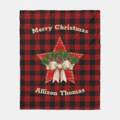 Retro  tartan Wooden red kerstster Fleece Deken (Voorkant)