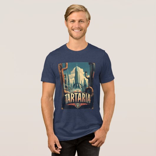 Retro Tartaria Sci-Fi-samenzwering Tri-Blend Shirt (Voorkant volledig)