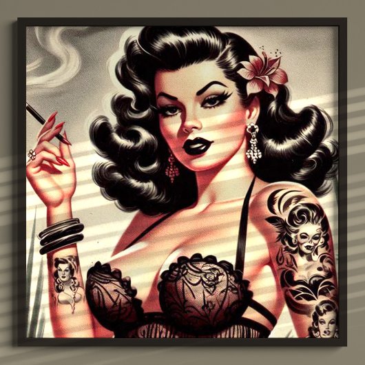 Retro Tatto Gothic Meisje Poster