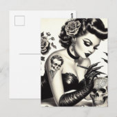 Retro Tattoed Gothic Pin-up Briefkaart (Voorkant / Achterkant)