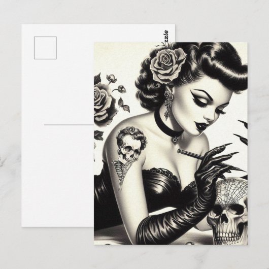 Retro Tattoed Gothic Pin-up Briefkaart (Voorkant / Achterkant)