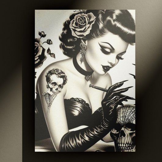 Retro Tattoed Gothic Pin-up Briefkaart