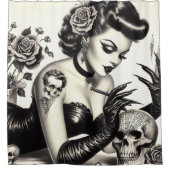 Retro Tattoed Gothic Pin-up Douchegordijn (Voorkant)