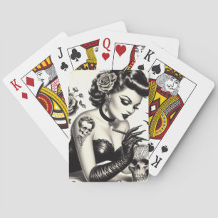 Retro Tattoed Gothic Pin-up Pokerkaarten