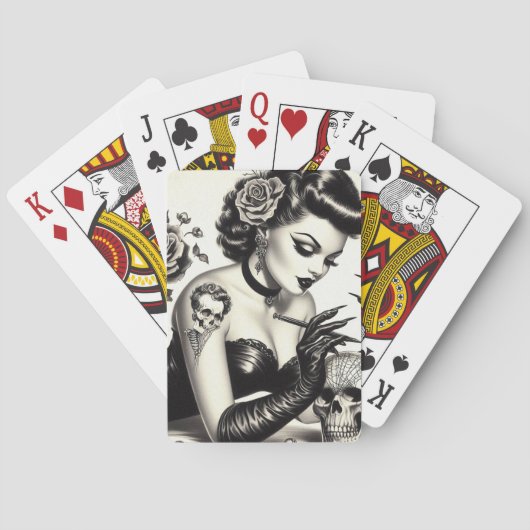 Retro Tattoed Gothic Pin-up Pokerkaarten (Achterkant)