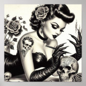 Retro Tattoed Gothic Pin-up Poster (Voorkant)