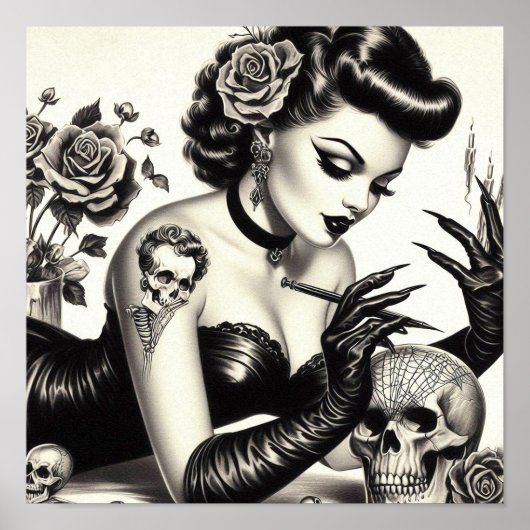 Retro Tattoed Gothic Pin-up Poster (Voorkant)
