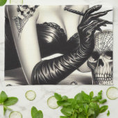 Retro Tattoed Gothic Pin-up Theedoek (Gevouwen)