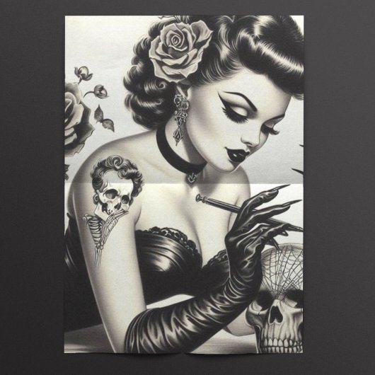 Retro Tattoed Gothic Pin-up Tissuepapier