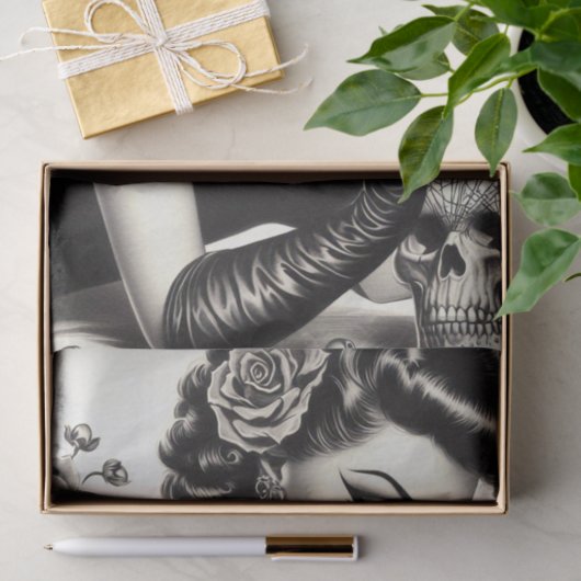 Retro Tattoed Gothic Pin-up Tissuepapier (Geschenk)