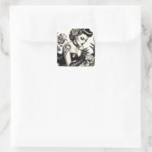 Retro Tattoed Gothic Pin-up Vierkante Sticker (Tas)