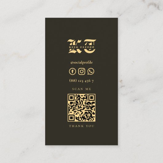 Retro Tattoo Artist Skull Tattooist Black Sand Visitekaartje (Achterkant)