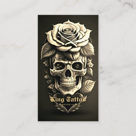 Retro Tattoo Artist Skull Tattooist Black Sand Visitekaartje (Voorkant)