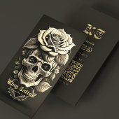 Retro Tattoo Artist Skull Tattooist Black Sand Visitekaartje