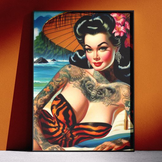 Retro Tattoo Beach Pin-up Perfect Poster
