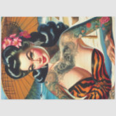 Retro Tattoo Beach Pin-up Tissuepapier (Voorkant)