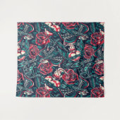 Retro-Tattoo geacht Wandkleed (Voorkant (horizontaal))